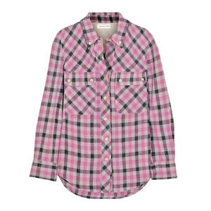 ISABEL MARANT ÉTOILE Norah Check Plaid Woven Raw Silk Shirt SSENSE 36 S $535